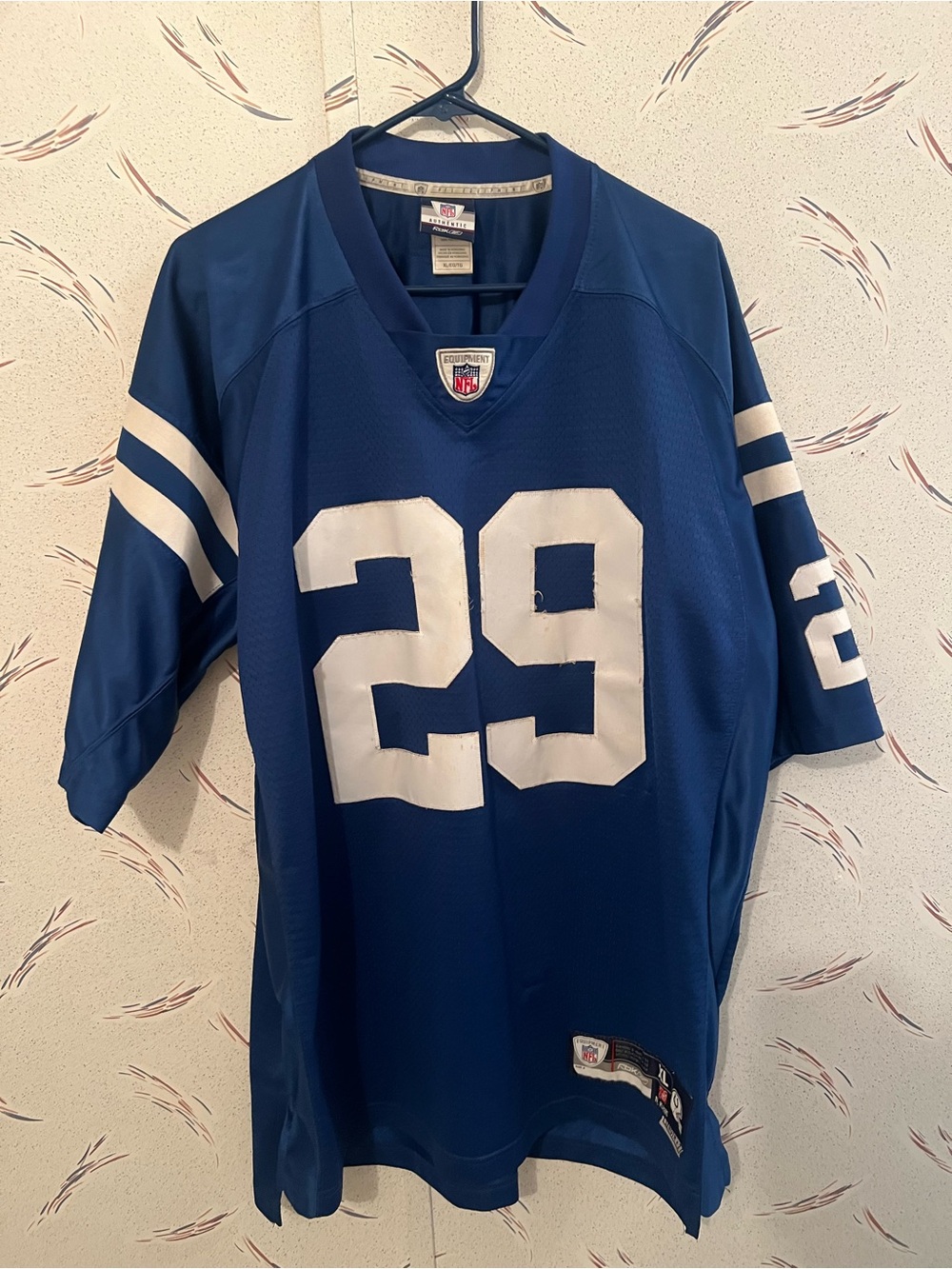 NFL Authentic Joseph Addai #29 Blue Jersey with White and Red Trim
